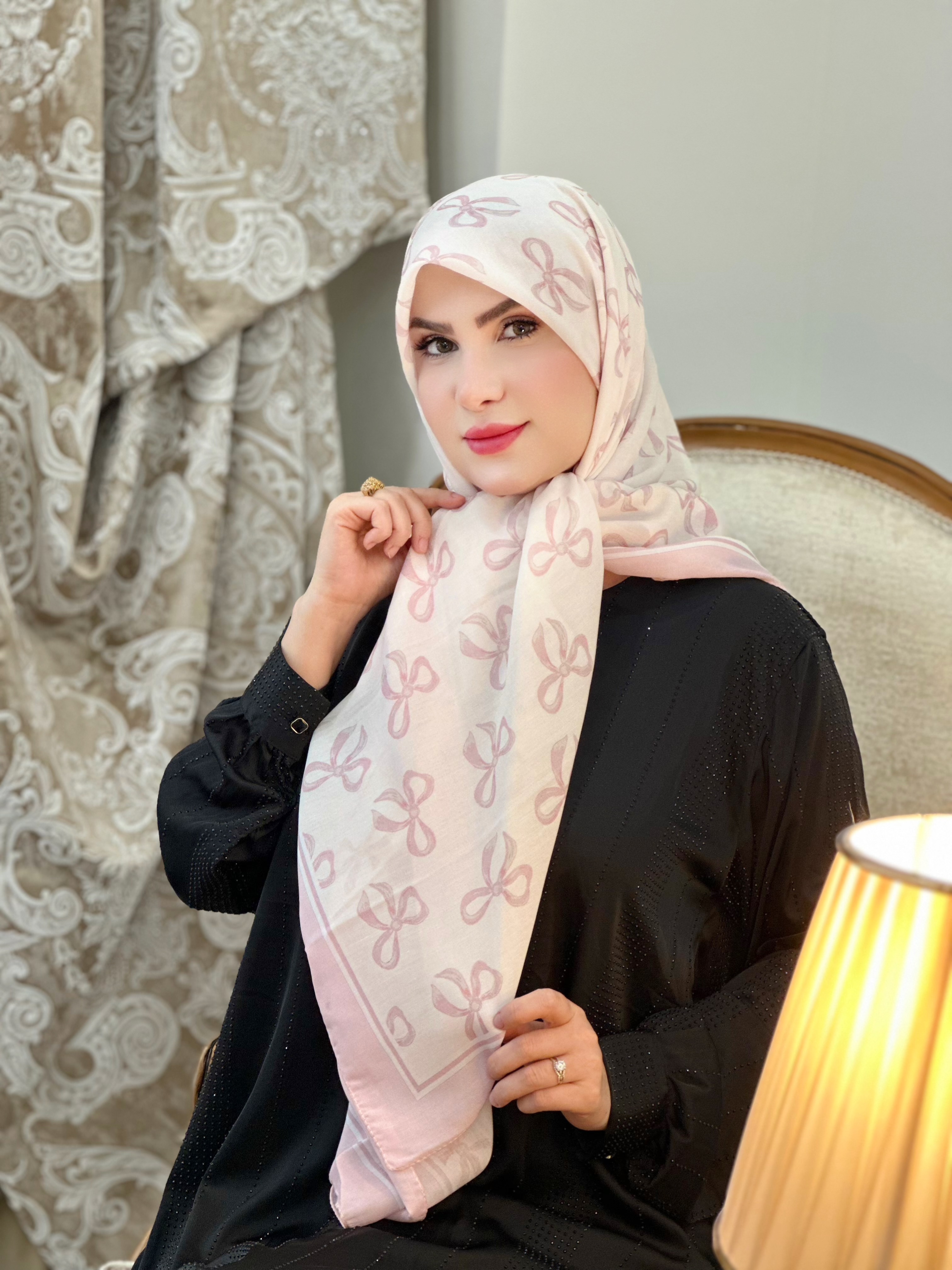 روسری نخی پاپپون صورتی